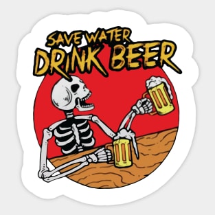 save water drink beer Sticker